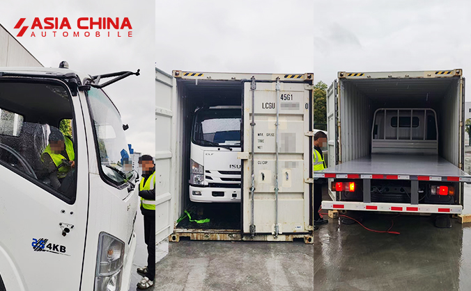 Three ISUZU KV100 Flatbed Trucks Successfully Packed